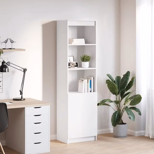 Berkfield Home White Highboard in Matt MDF, W/D/H: 50 x 35 x 180 cm – 1