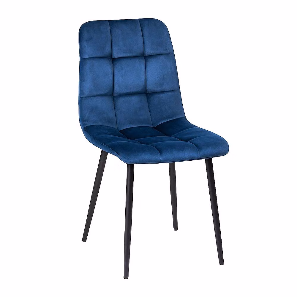 KOSY KOALA Modern Grey Rectangular Dining Table and 4 Blue Velvet Chairs Set, W/D/H: 80 x 80 x 75 cm – 2