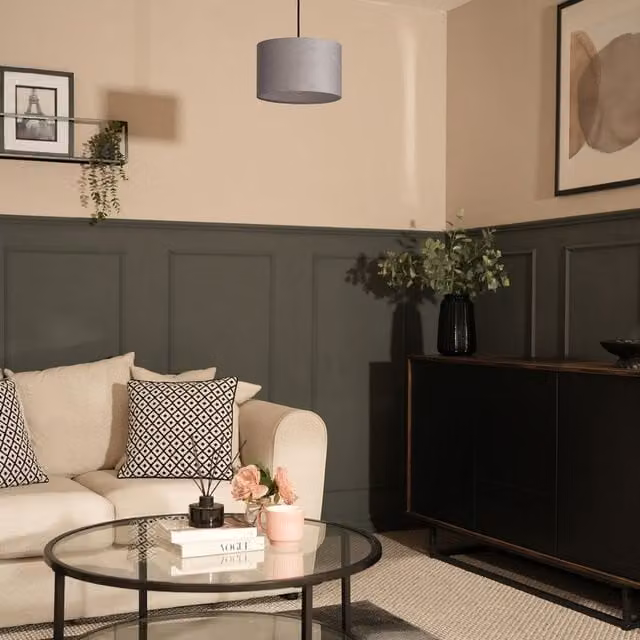 ValueLights Reni Modern Cylinder Velvet Pendant Ceiling Light Shade in Grey