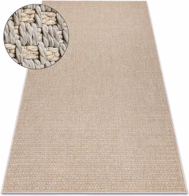 RugsX Origi Beige Scandinavian Flat Weave Rug, W: 136 cm, D: 190 cm – 1