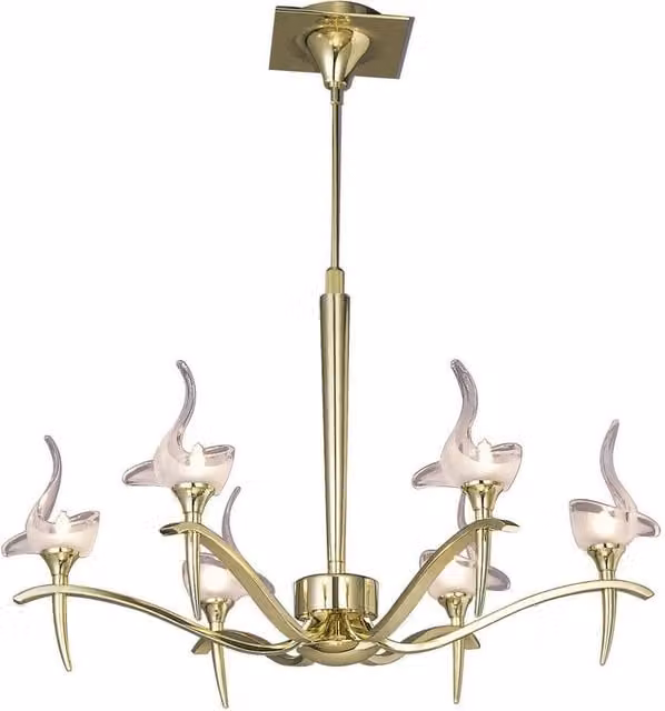 Netlighting Viena Telescopic Round Pendant Light with 6 G9 Glass Shades in Polished Brass and Yellow – 1