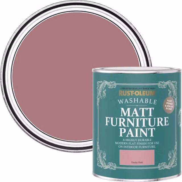 Rust-Oleum Matt Furniture and Skirting Board Paint in Dusky Pink, 750ml – 1