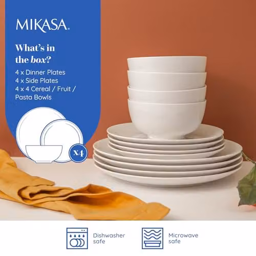 Mikasa 12 Piece White Porcelain Dinner Set – 2
