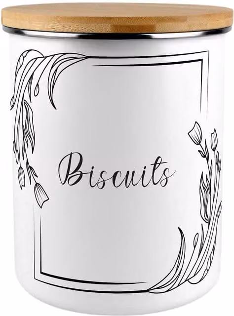 Purely Home Floral Border Extra Large Ceramic Biscuit Tin in Black and White
