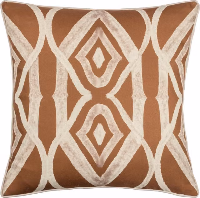 Cape Ikat Reversible Square Cushion in Rust, Orange and Brown with Feather Filling