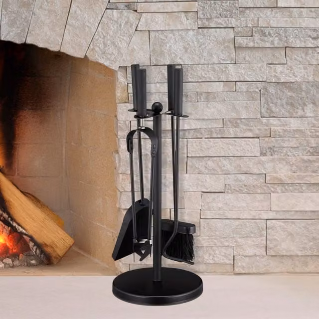 Marco Paul 5pc Fireside Accessory Set with Stand in Black