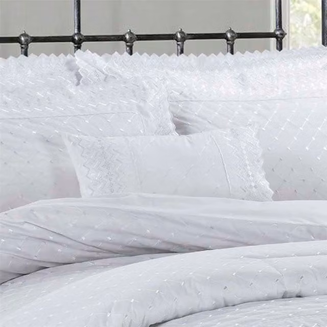 Rapport Home Richmond Boudoir Cushion, White, Rectangular, Cotton and Polyester