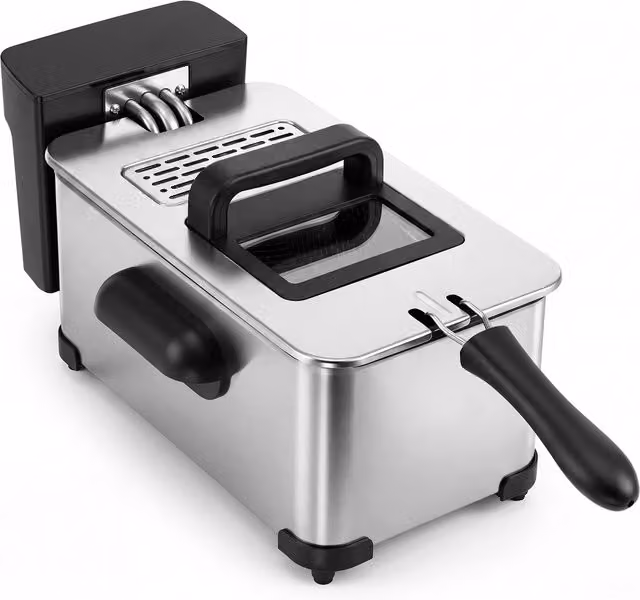 Costway Electric Deep Fryer with Basket and Overheat Protection, Silver Stainless Steel, 2000W