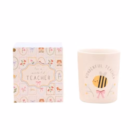 Celebrations Thank You Teacher Ceramic Candle, White, 190g