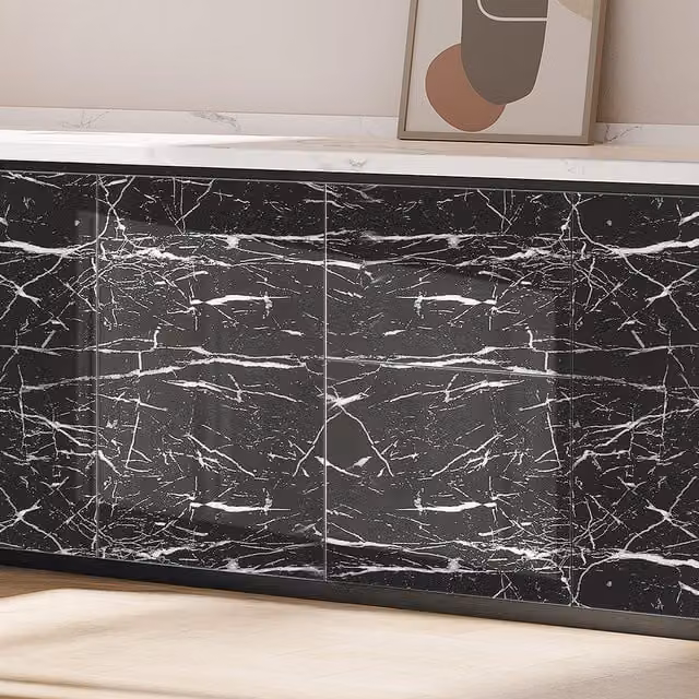 Lifeideas Self-Adhesive PVC Wallpaper with Black Marble Effect