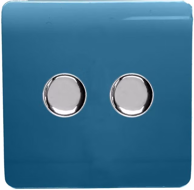 Trendi Modern Blue 2 Gang 2 Way LED Dimmer Switch