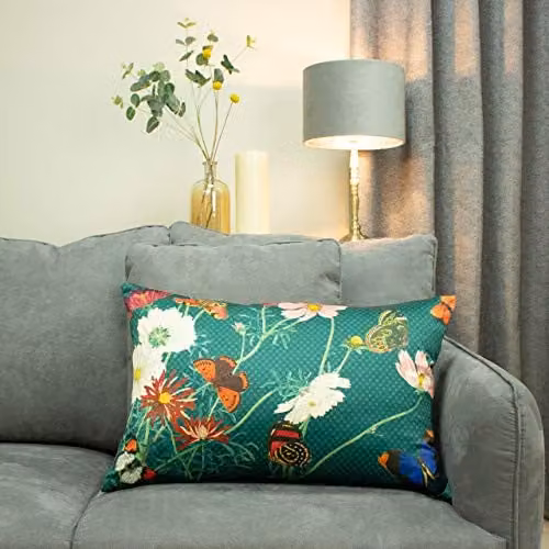Paoletti Wild Fauna Botanical Rectangular Cushion in Green, W: 60 cm, H: 40 cm – 3