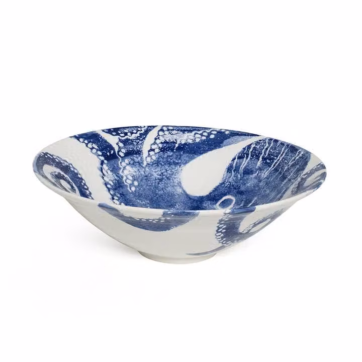 BlissHome Creatures Octopus Ceramic Salad Bowl in Blue