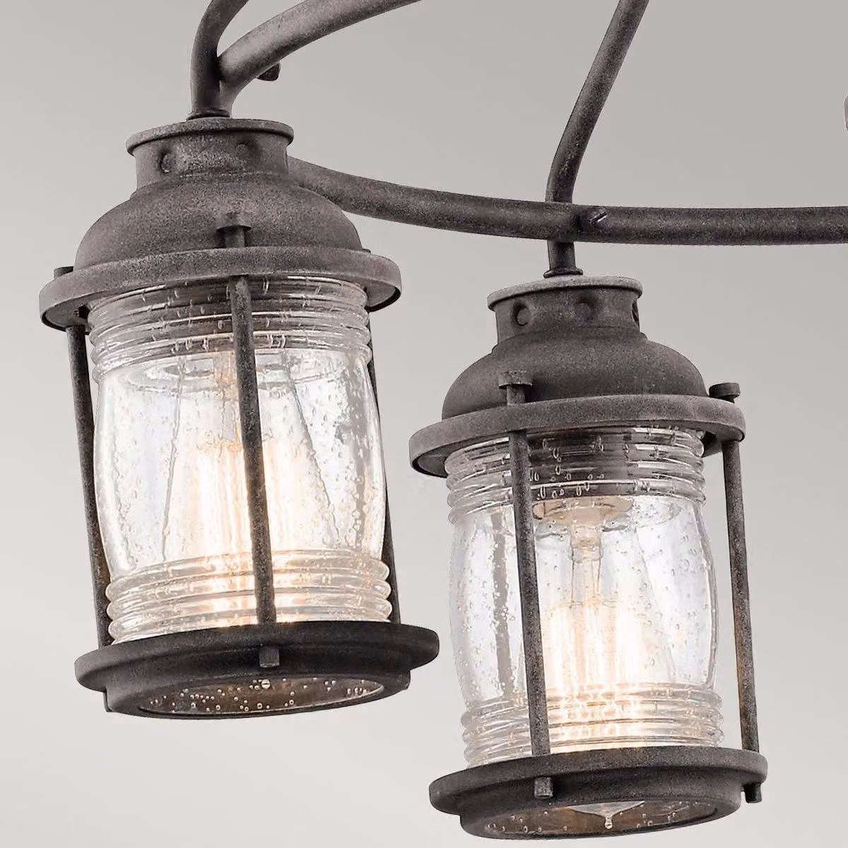 Netlighting Ashland Bay 5 Light Outdoor Chandelier Pendant Lighting in Grey with Transparent Glass and E27 Socket, IP44 Rated – 3