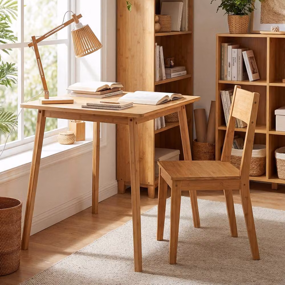 Gymax Square Bamboo Dining Table in Natural Wood for 2-4 People – 5