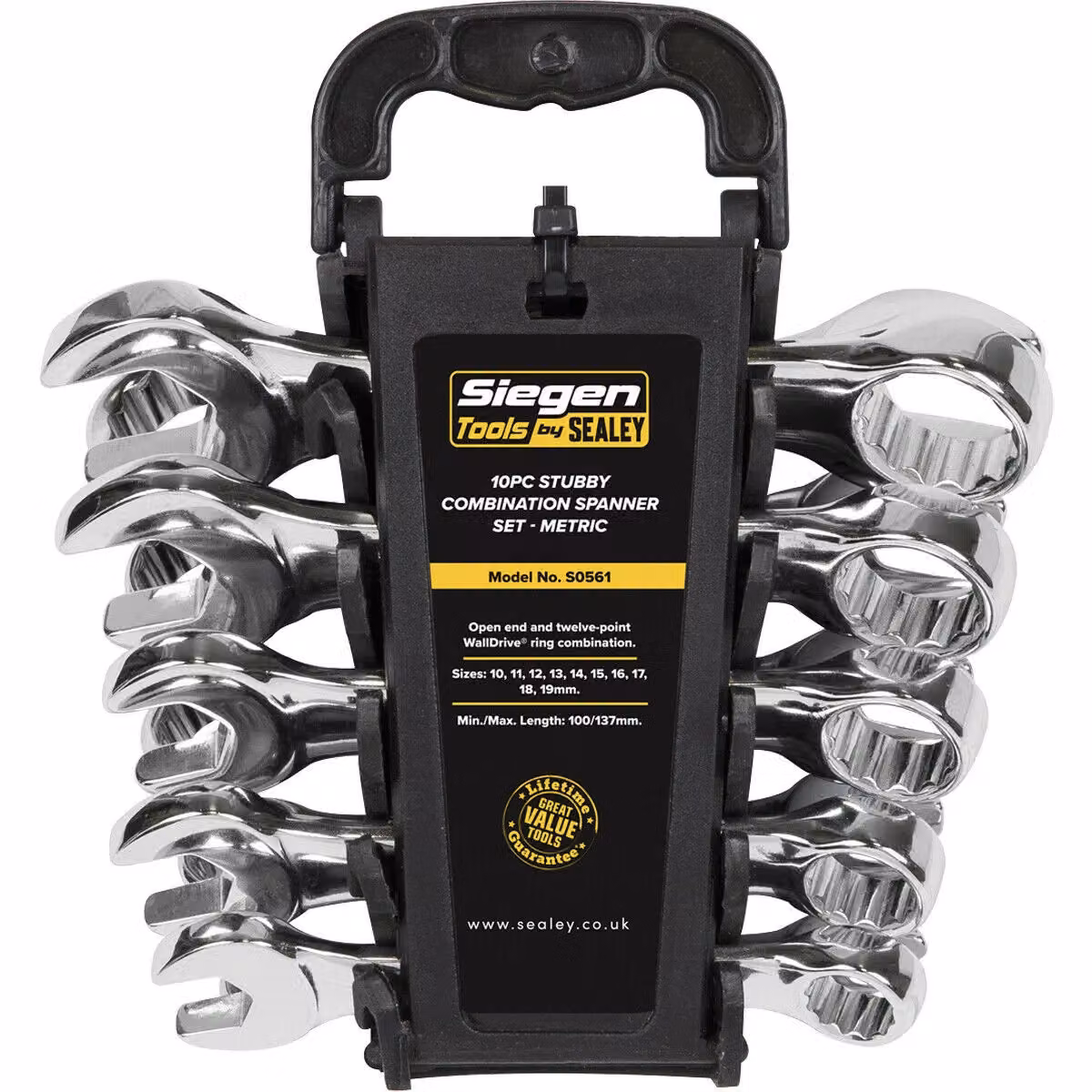 Loops 10-Piece Stubby Short Handled 12-Point Metric Combination Spanner Set in Silver Chrome Vanadium – 3