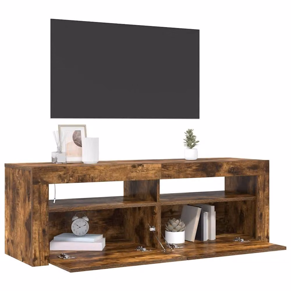 Berkfield Home Modern TV Cabinet with LED Lights in Smoked Oak Brown, W/D/H: 120 x 35 x 40 cm – 3