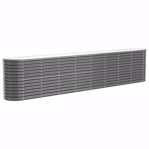 vidaXL Anthracite Galvanised Steel Raised Bed for Vegetable, Herb or Ornamental Gardens W/D/H: 332 x 40 x 68 cm