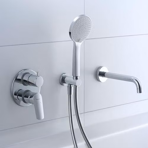 Duravit Universal Round Hand Shower with 3 Jet Types and Water-Saving MinusFlow Function, Chrome/White, Diameter: 11 cm – 4