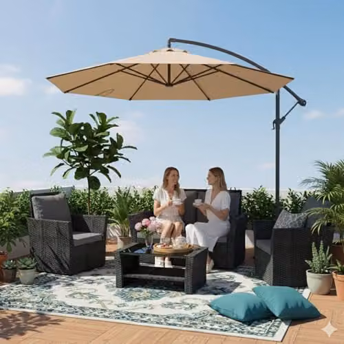 BIRCHTREE 4 Seater Rattan Garden Furniture Set with Sofa, Armchair, Coffee Table and Cushions in Black – 5