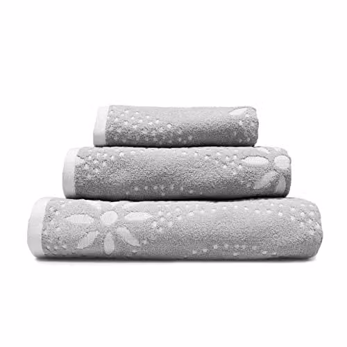Allure Bath Fashions Grey Floral Patterned Cotton Terry Bath Sheet W/D/H: 90 x 150 cm – 3