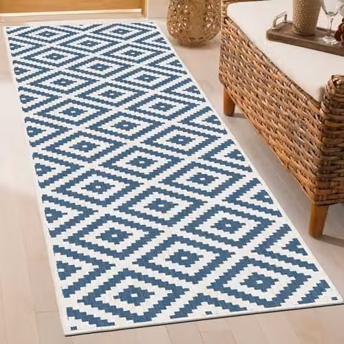 runrug Reversible Indoor/Outdoor Hallway Runner Rug, Blue, W: 70 cm, L: 150 cm – 3