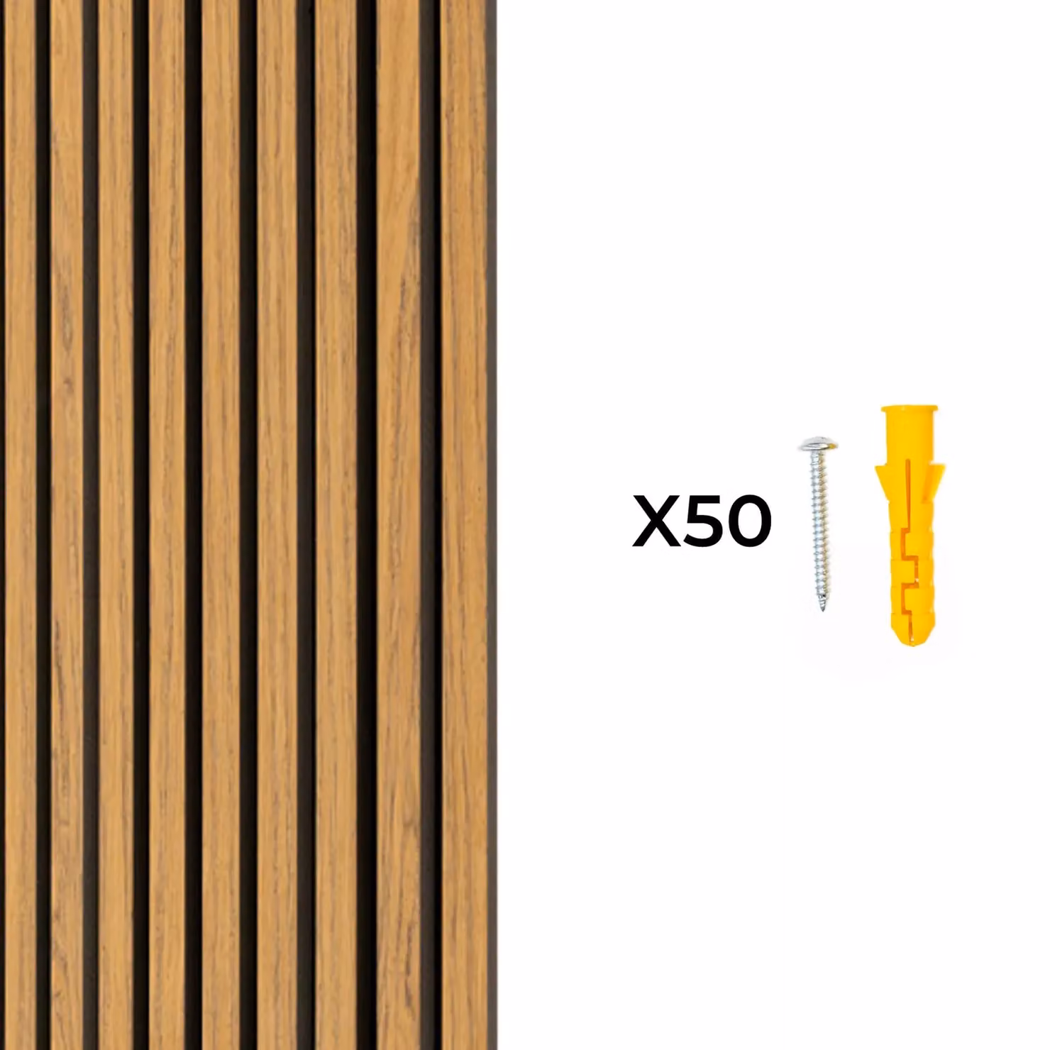 Monstershop Acoustic Slat Wall Panels, 2 Pack, Beige Wood Look, H x W x D: 240 x 60 x 2 cm – 6