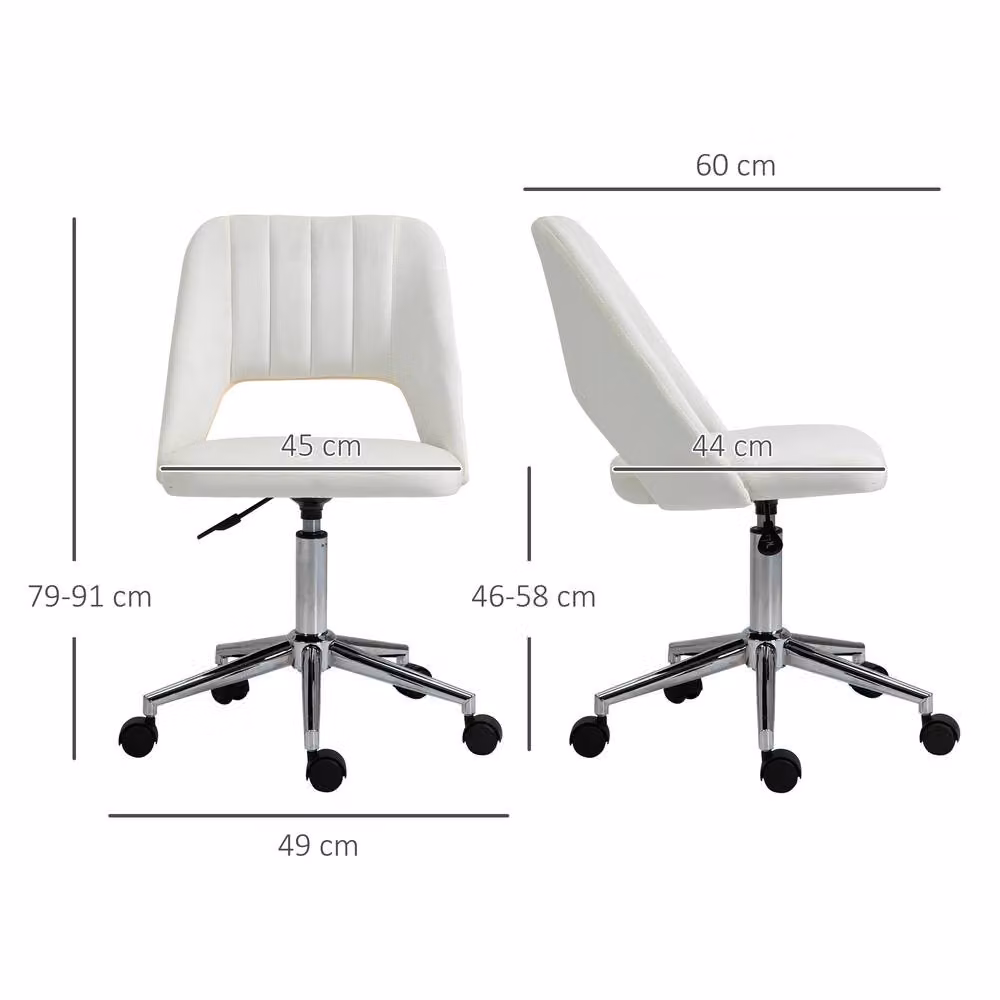 STILVORA Modern Swivel Task Chair in White and Beige with High Back and Castors, H 91 x W 60 x D 49 cm – 3