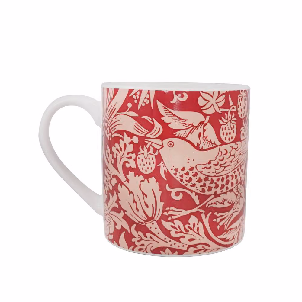 ACS William Morris Raspberry Floral Ceramic Mug, Red, 310ml – 2