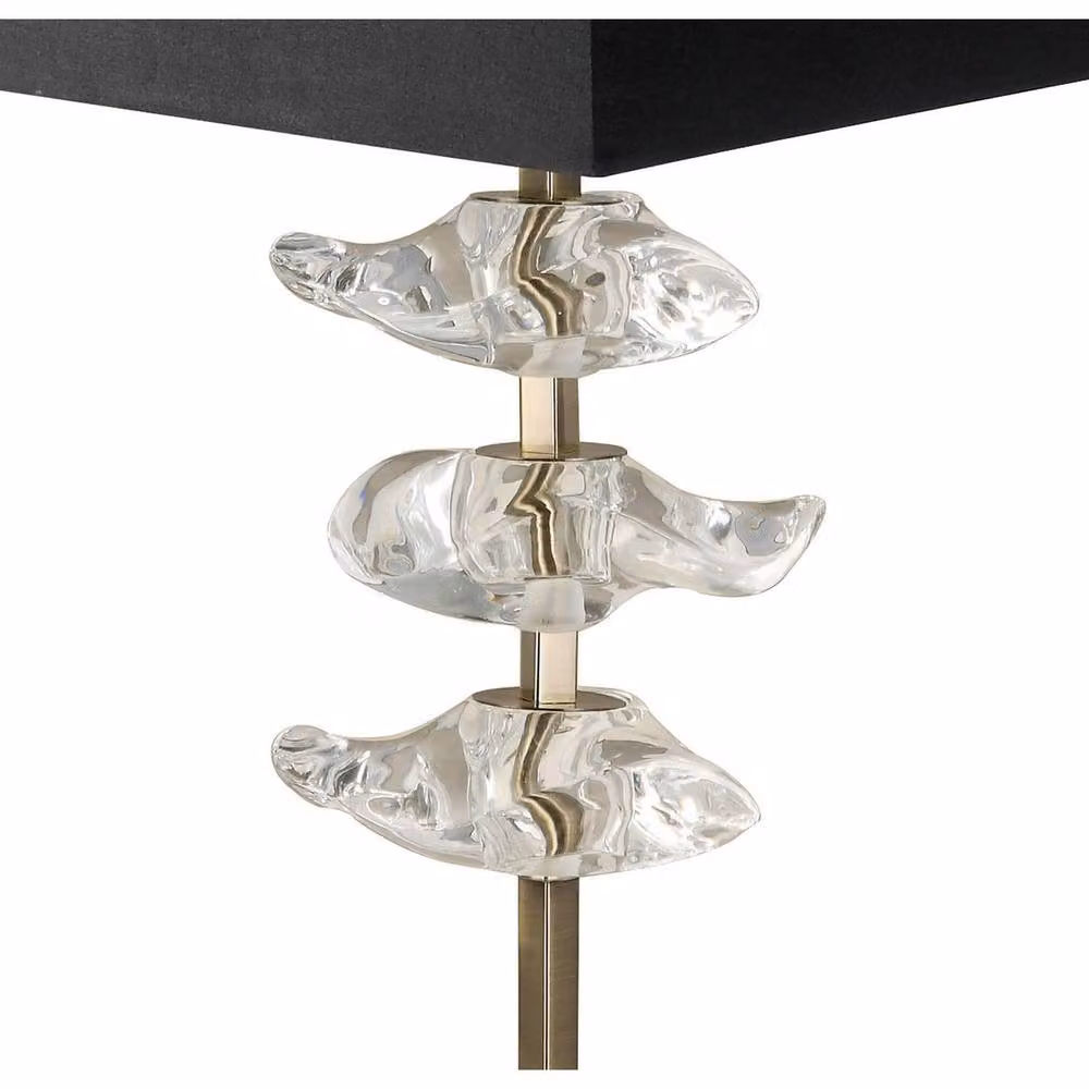 Netlighting Akira Table Lamp with 2 E27 Lights, Antique Brass and Black Fabric Shade in Bronze – 3