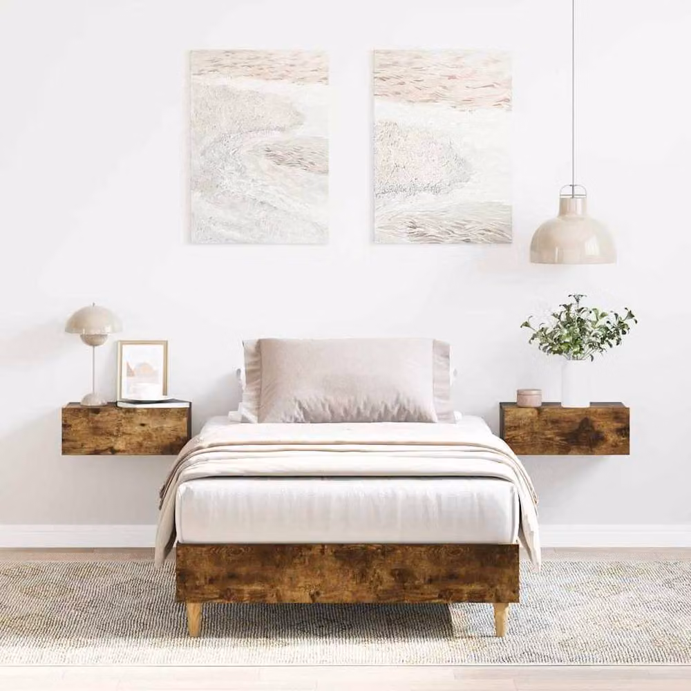 Berkfield Home Smoked Oak Bed Frame in Brown, W/D/H: 100 x 200 cm – 2