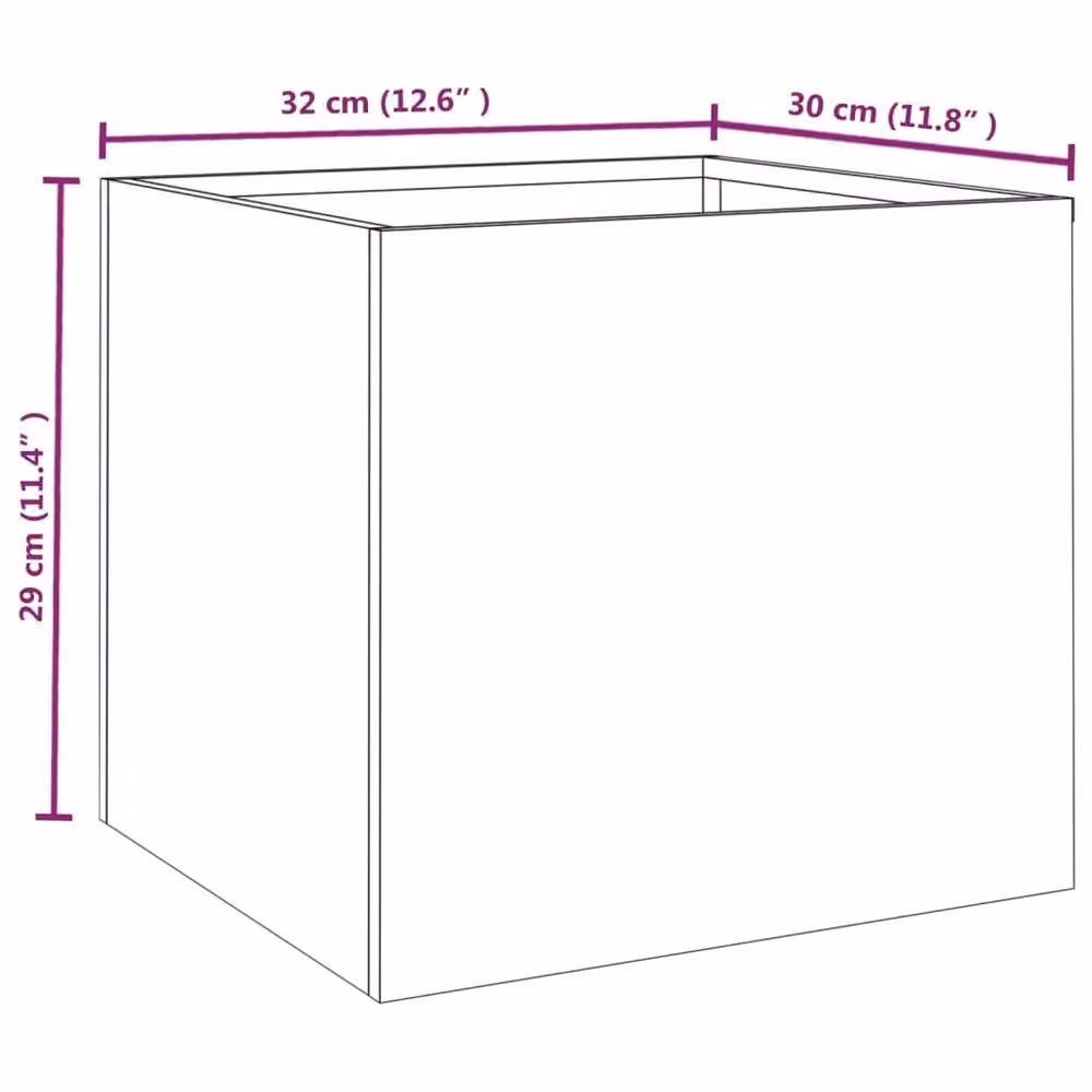 Berkfield Home Steel Planter Tub in Brown, W: 30 cm, D: 30 cm, H: 29 cm – 3