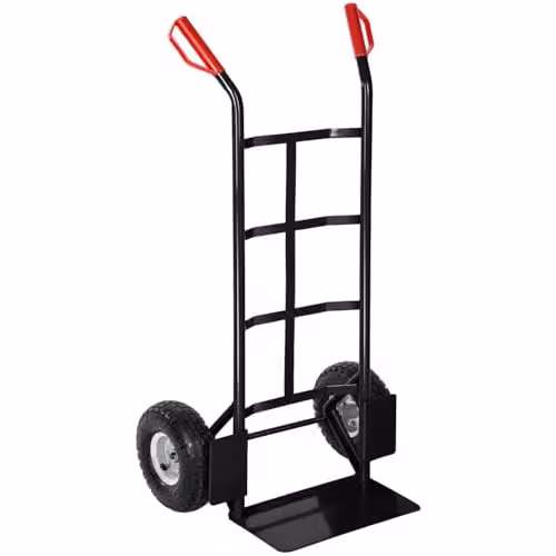 tectake Heavy-Duty Steel Sack Barrow with Pneumatic Tyres in Black