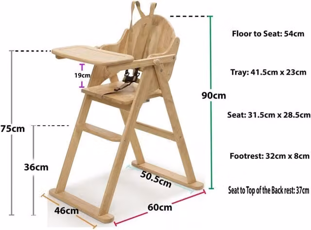 Safetots Deluxe Putaway Folding Wooden High Chair in Blue