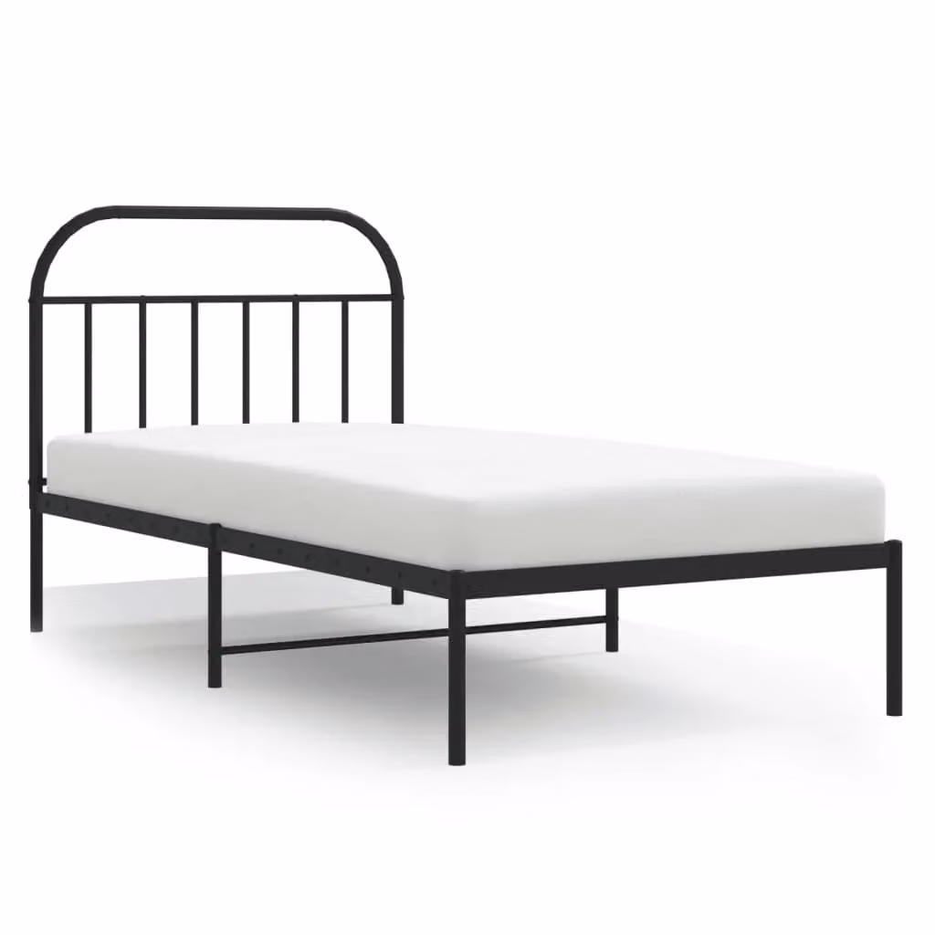 Berkfield Home Metal Bed Frame with Headboard in Black, W/D/H: 100 x 200 cm – 2
