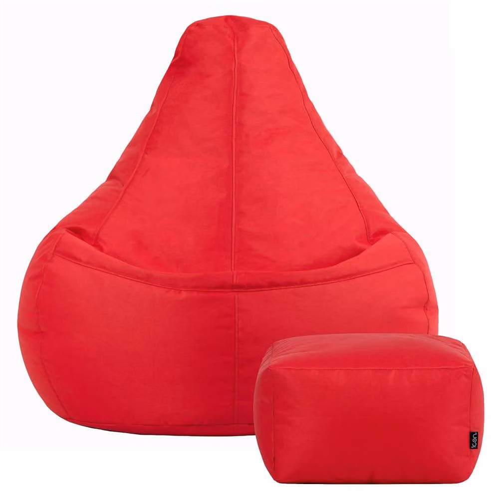 Bean Bag Bazaar icon Red Outdoor and Indoor Gaming Recliner Bean Bag with Footstool – 4