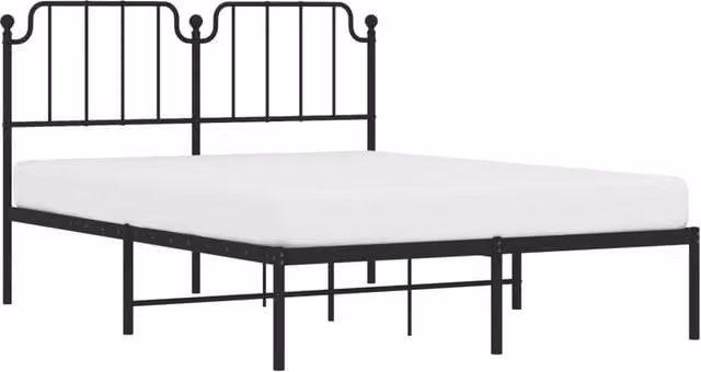 Berkfield Home Metal Bed Frame with Headboard in Black, W/D/H: 140 x 190 x 102 cm – 1