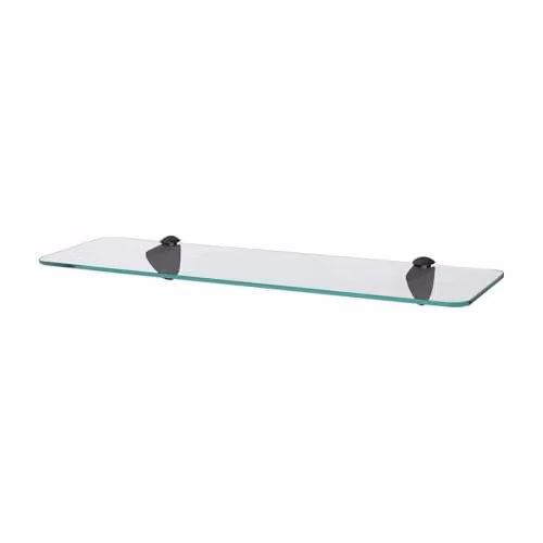 Harbour Housewares Wall-Mounted Glass Bathroom Shelf in Black and Transparent, Width: 50 cm, Depth: 13 cm – 1