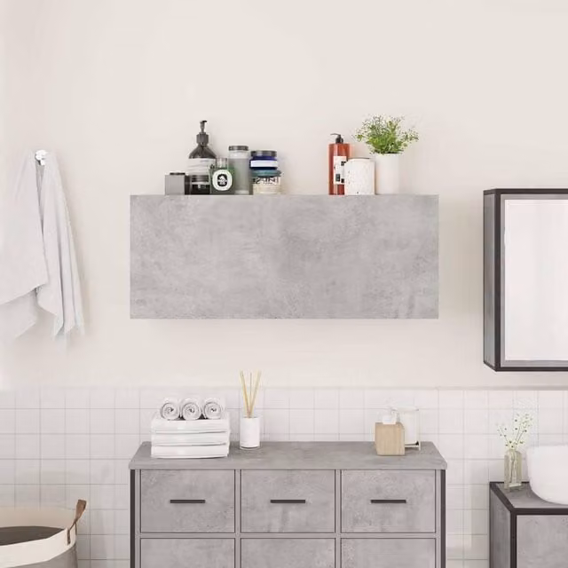 Berkfield Home Decorative Bathroom Wall Cabinet in Concrete Grey, W/D/H: 100 x 25 x 40 cm – 1