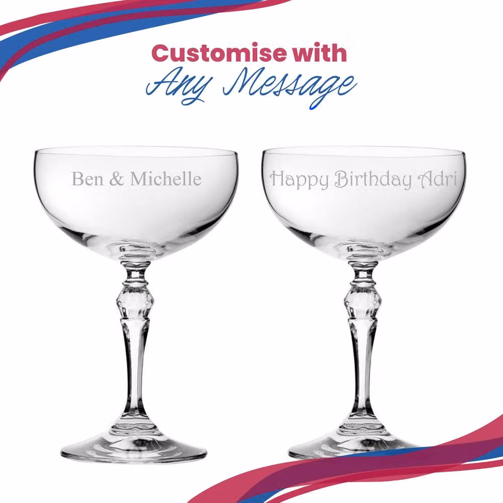 Uniqueful Personalised Charleston Champagne Coupe Cocktail Glass in Clear Crystal Glass – 3