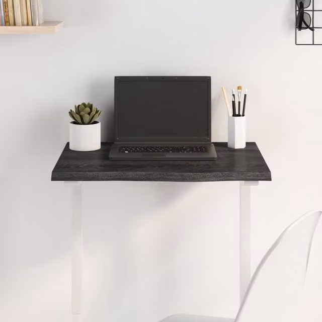 Berkfield Home Table Top in Dark Grey Treated Solid Oak, W: 60 cm, D: 40 cm, H: 2 cm – 1
