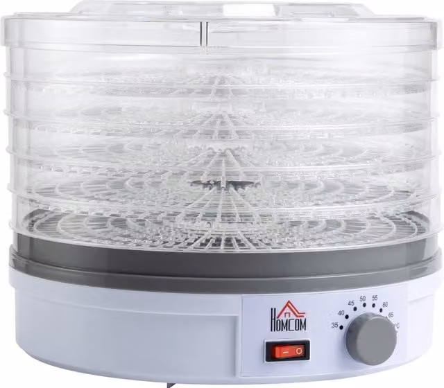 HOMCOM 5 Tier Food Dehydrator 245W White