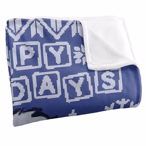 LOGOVISION Sesame Street Cookie Monster Ugly Christmas Sweater Super Soft White Throw Blanket W: 152 cm, D: 127 cm – 2