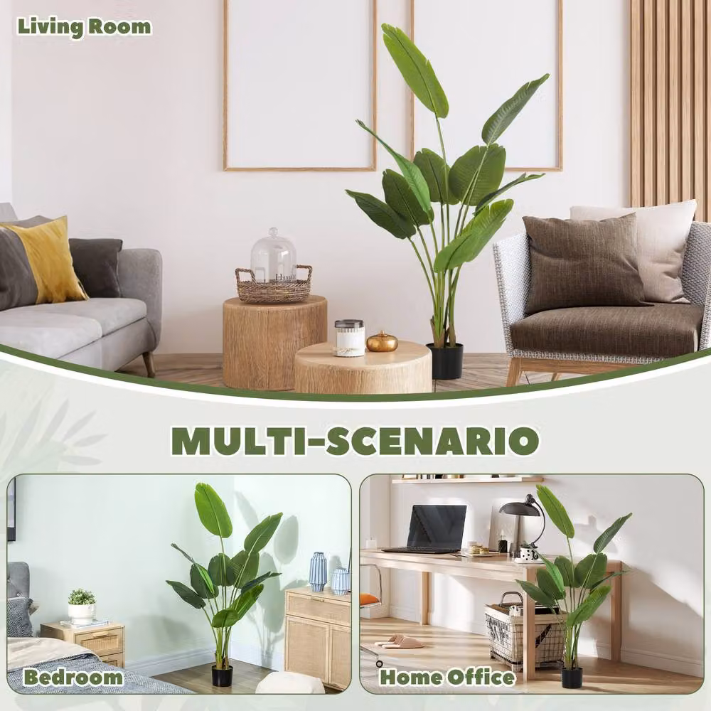 STILVORA Artificial Bird of Paradise Plant in Green Pot, Height: 160 cm – 5
