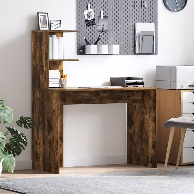 Berkfield Home Smoked Oak Writing Desk in Brown