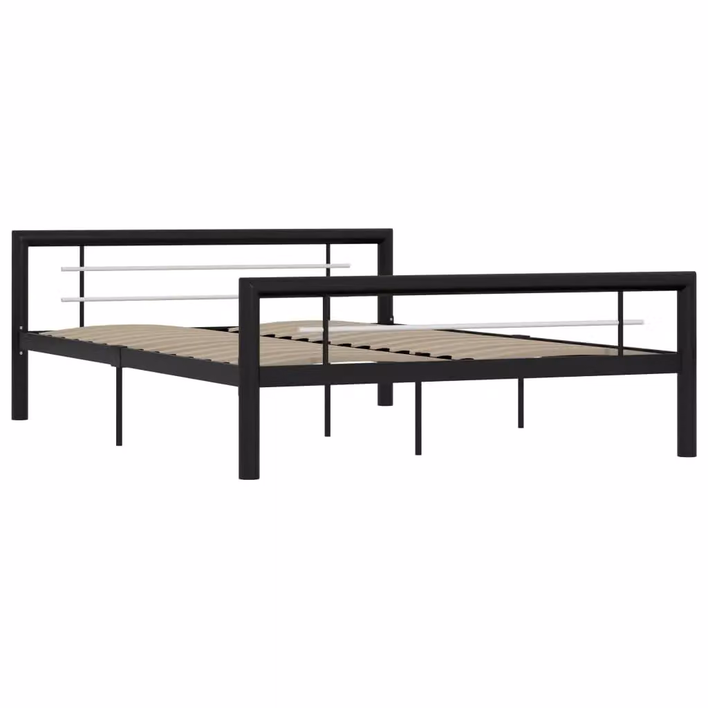 Berkfield Home Metal Bed Frame in Black and White, W/D/H: 120 x 200 cm – 2