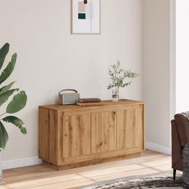 Berkfield Home Artisan Oak Sideboard in Brown, W/D/H: 102 x 35 x 55 cm – 1
