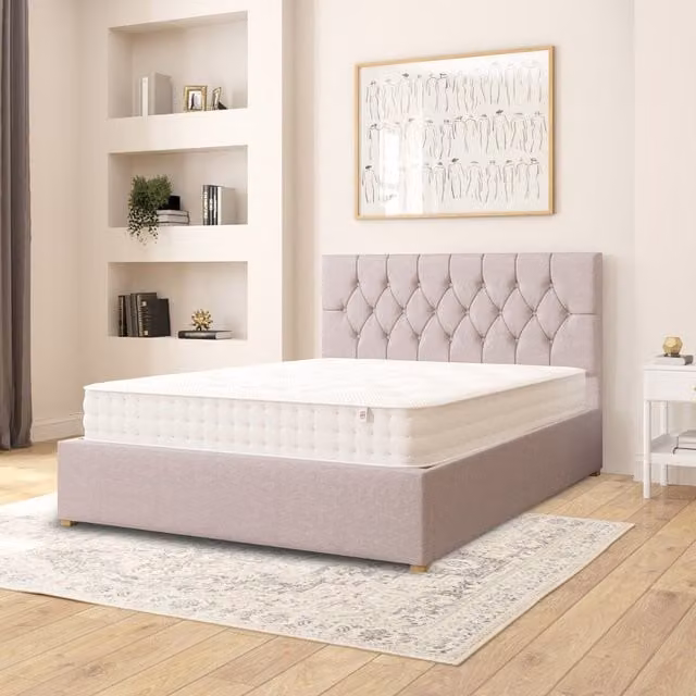 Aspire Olivier Upholstered Fabric Ottoman Storage Bed in Grey, W/D/H: 180 x 200 cm