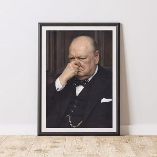 60 Second Makeover Winston Churchill Funny Bathroom Wall Art Print, A3 Size, Multicolour