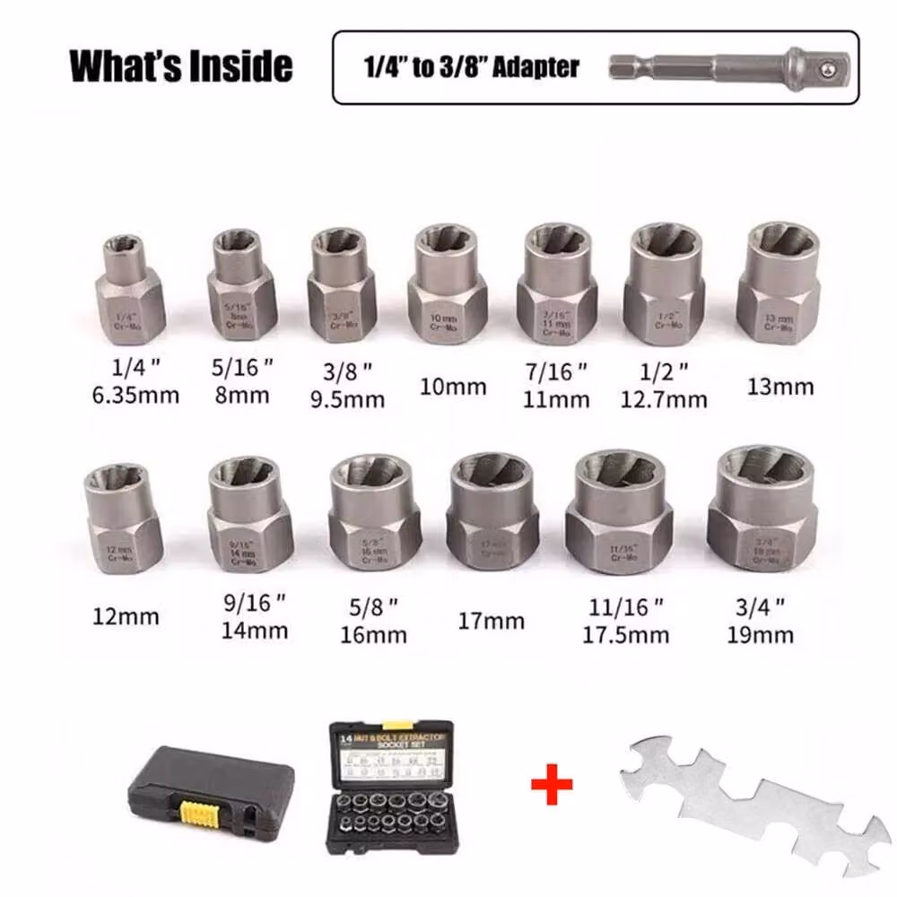 Nordara 14-Piece Damaged Screw and Bolt Extractor Socket Tool Kit in Silver – 3